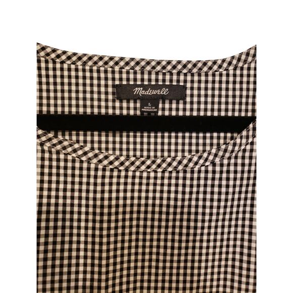 Madewell Gingham Shift Dress Black White Large Ruffle Sleeveless - Picture 8 of 9